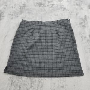 Vintage 90s Maurices Skirt Womens 14 Black Gray Plaid Mini Stretch Office Preppy